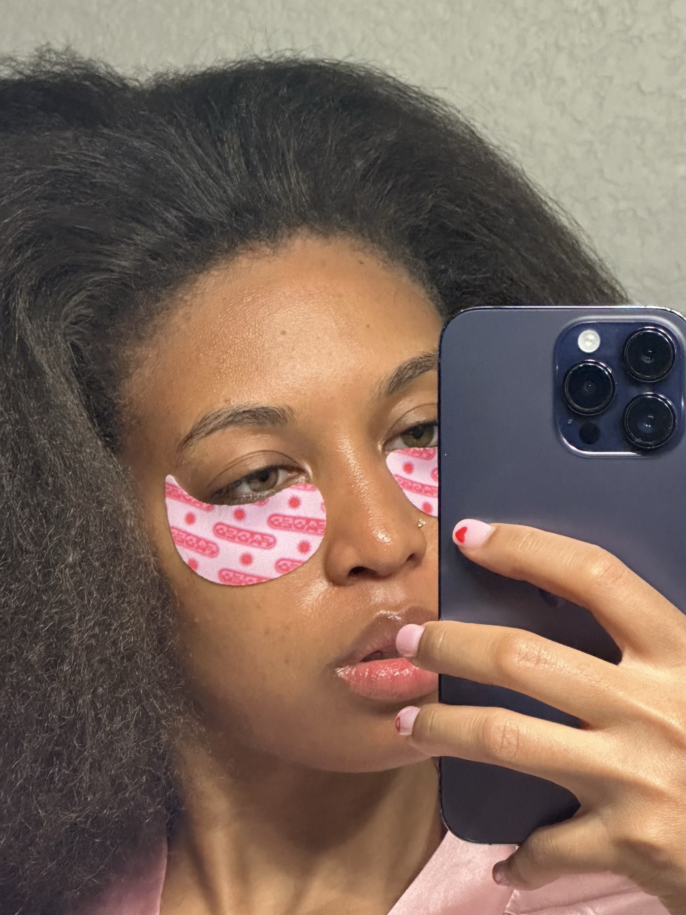 Close-up beauty content featuring under-eye patches